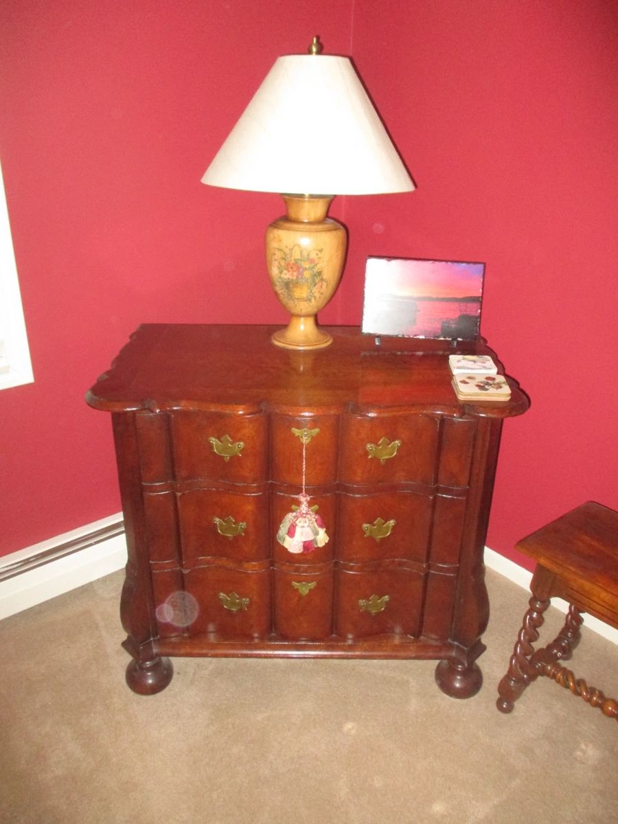 Three drawer dresser and lamp