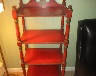 RED PAINTED ANTIQUE SHELF