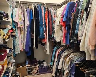 Lots of Tshirts, blouses, pants  and dresses, many from Chico, sizes L to XXL
