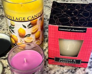 village candle lemon, lilac honeysuckle, jasmine