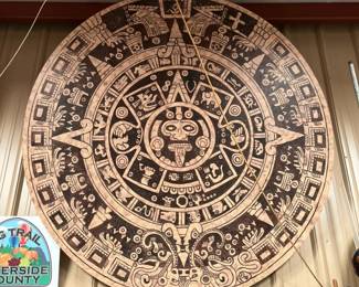 Hand painted on wood "Mayan Calendar" 7'6" diameter. Beautiful art for restaurant or man cave.