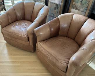 Leather Club Chairs - Swivel