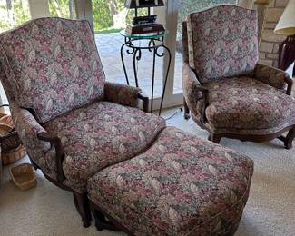2 Upholstered Chairs w/ottoman