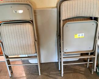 2 SETS OF COSCO CARD TABLES AND CHAIRS, PLUS 4 EXTRA CHAIRS.