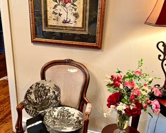 Bergere Arm chair with toile chargers