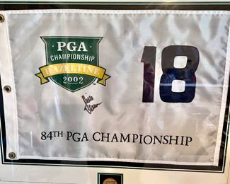Rich Beem signed championship flag (beating Tiger Woods).