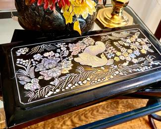 Korean mother of pearl cigarette ashtray box