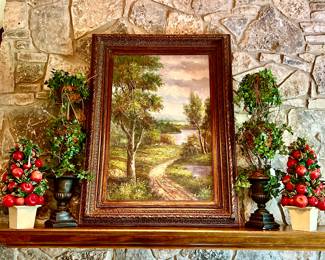 LARGE OIL PAINTING, TOPIARIES!