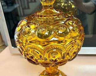 Amber Moon & Star Lidded Compote