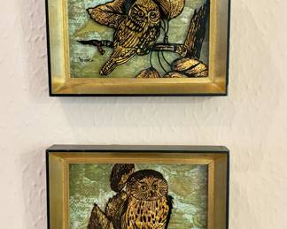 Framed Owl Pictures Reverse Glass
