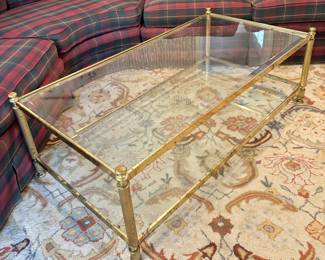 Vintage Brass & Glass Coffee Table