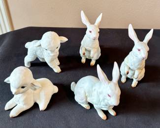 "Lefton" German Rabbits and Porcelain Lambs