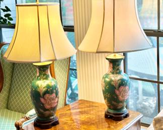 Vintage Pair Chinese Porcelain Lamps