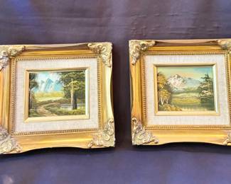 Pair of Small Oils on Canvas