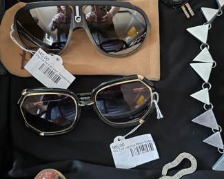 Vtg Ted Lapidus Black/Gold Sunglasses, Vtg Carrera Aviator Sunglasses