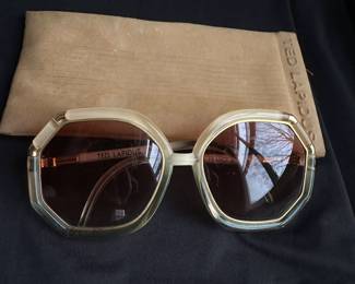 Vtg Ted Lapidus Cream/Gold Sunglasses