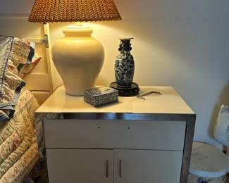 Vintage Furniture Set, Table Lamp,  Asian Porcelain Blue and White Box