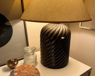 Red Abalone Shell,  Vintage Ceramic Swirl Lamp