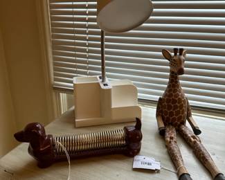Task Lamp Organizer, Dachshund Ceramic Letter Holder, Wooden Jointed Giraffe Shelf Sitter