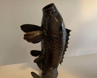 Japanese Patinated Bronze Koi Fish Vase