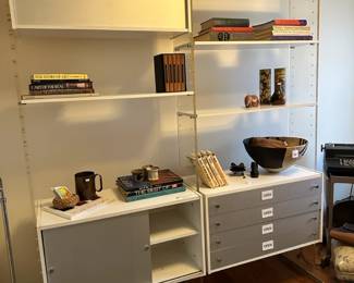 Georg Petersens Lucite Mobelfabrik Shelving, Metal Toad, Evelyn Waugh Set 5 volume Hardcover, Large Clay Statement Bowl, Decorative Pillow