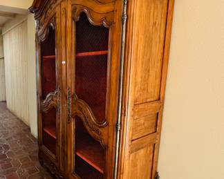 19th French fruitwood armoire, brass details, lock works great. Gorgeous! $1,750