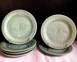 HAYE205 Longquan Celadon Koi Fish Dessert Plate