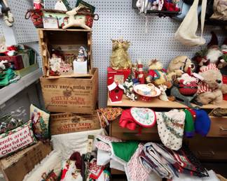 Vintage to newer Christmas decor, ornaments, linens, fabric etc.