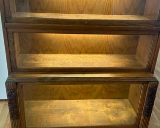 Antique barrister bookcase, lighting added