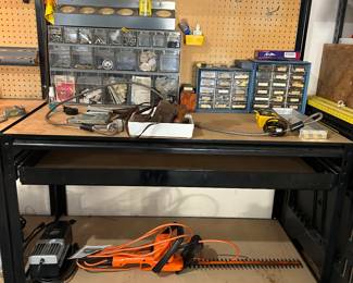 Work bench and tools and bits and things