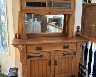 Antique kitchen cabinet buffet hutch