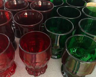 Red and green glasses Anchor Hocking