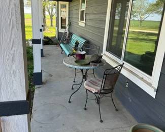 Benches, small patio set, front porch and back porch ready!