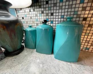 Vintage Turquoise Cannister  