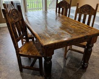 Rustic dining table with 4 chairs