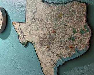 Mounted Texas Map, perfect for showing travels across Texas