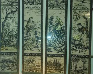 Four seasons reverse painted panels
