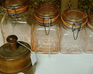 Vintage pink canisters