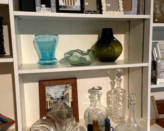 Lots of glassware, crystal, and home decor.