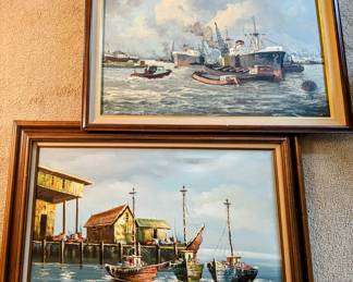 These paintings are large & signed - almost 4' x 2' each