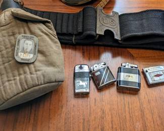Spanish American War ammo belt, WWII canteen