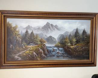 Several large, original paintings.  This one is about 4' x 2' by R. Boren