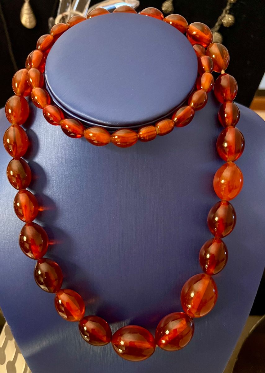 Antique LARGE CHERRY AMBER BEAD NECKLACE ~~~ Beautiful!!!