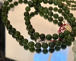 14kt Spinach Jade Necklace 
