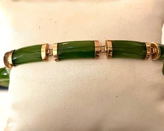 Spinach Jade 14kt Gold Plaque Bracelet