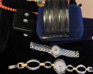 Huge Sterling Cuff + Watches Good Selection