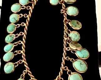 14kt Turquoise droplets rope Bracelet 