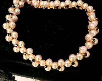14kt Pearl Sapphire Bracelet Sweet Beautiful!