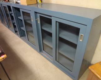 STEEL CABINETS w/GLASS DOORS, ADJUSTABLE SHELVES, 4 AVAILABLE