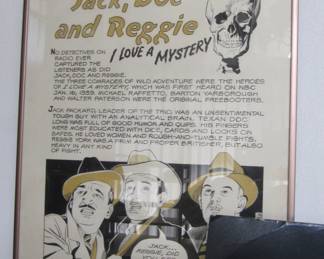 Original advertising art "I love a mystery" radio show drawn by Don Sherwood